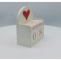 Bomboniere calendario perpetuo con cuore rosso in legno ideale per matrimonio