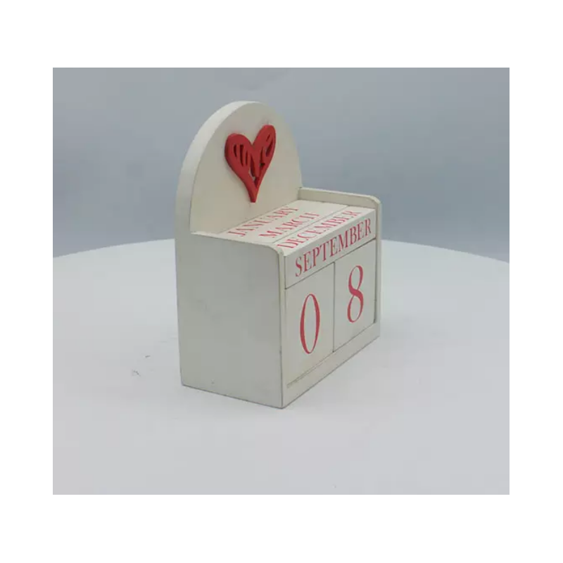 Bomboniere calendario perpetuo con cuore rosso in legno ideale per matrimonio