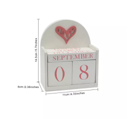 Bomboniere calendario perpetuo con cuore rosso in legno ideale per matrimonio