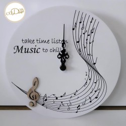 Bomboniere utili tema musicale orologio in legno con note misuli e chiave di solo 25 cm diametro Codos Design