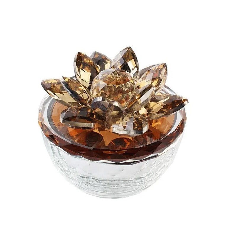 User Bomboniere in vetro cristallo svuota tasche porta gioie con fiore di loto marrone