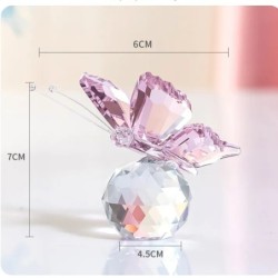 Farfalla Rosa in Cristallo 6x7cm - Soprammobile Bomboniera Elegante e Raffinata