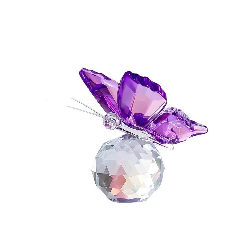 Farfalla Viola in Cristallo 6x7x4.5cm su Sfera Bomboniera Deluxe per Ogni Cerimonia