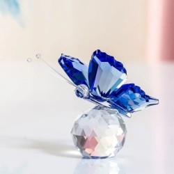 Farfalla Blu Cristallo su Sfera 6x7cm Bomboniera Matrimonio Unica e Raffinata