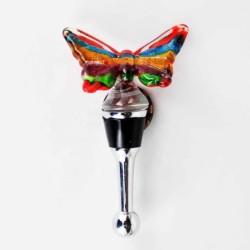 Tappo Bottiglia Vetro di Murano Farfalla Multicolore Bomboniere Eleganti e Utili