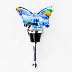 Bomboniera utili tappo per bottiglia con farfalla in vetro murano