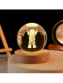 Bomboniera Lampada LED in Vetro Cristallo con Astronauta Regalo Celestiale per Ogni Cerimonia