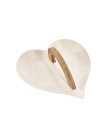 Bomboniera matrimonio antipastiera con cuore in porcellana e manico in legno di bambù utile per antipasti