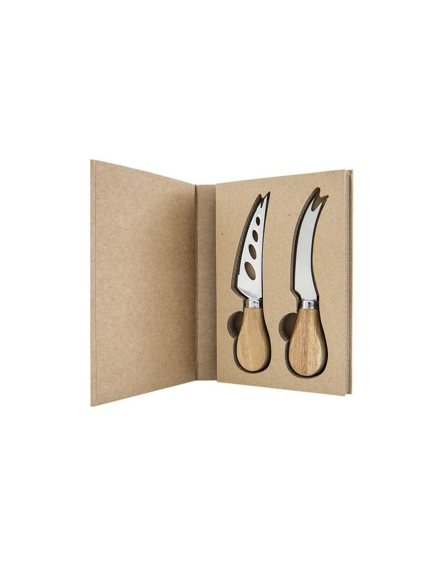 Bomboniere utili ed economiche per matrimonio set 2 coltelli da formaggio in legno con scatola
