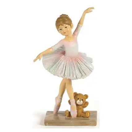 Ballerina con orsetto in resina · 16 cm
