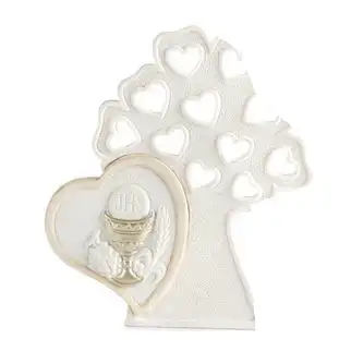 Albero cuori con calice - spiga - uva in resina · 9,9 cm