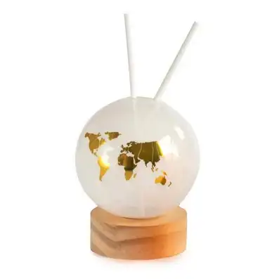 Profumatore con planisfero bianco con luce in vetro e legno · 11 cm