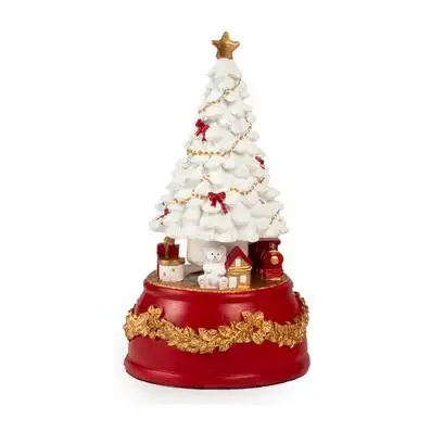 Albero di Natale bianco con doni in resina · 18,3 cm con carillon