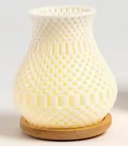 Bomboniera mini lampada panciuta in porcellana traforata e legno