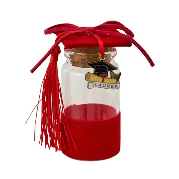 Boccetta con cappello laurea rosso