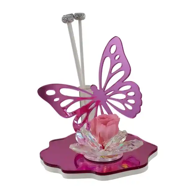 Bomboniera Pink/farfalla profumatore crystal con rosa