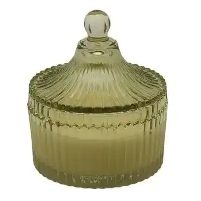Bomboniera Prisma verde candela tonda righe gr