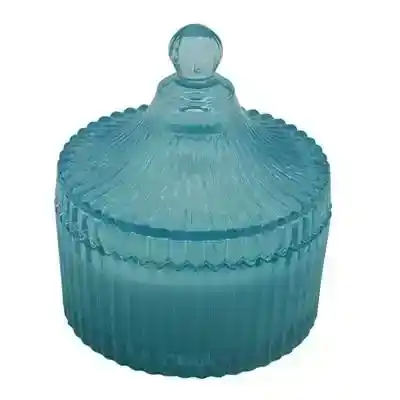 Bomboniera Prisma azzurro candela tonda righe gr