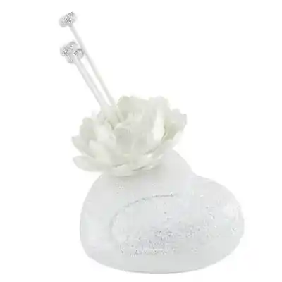 Bomboniera Bianco glitter profumatore cuore piccolo peonia 3d