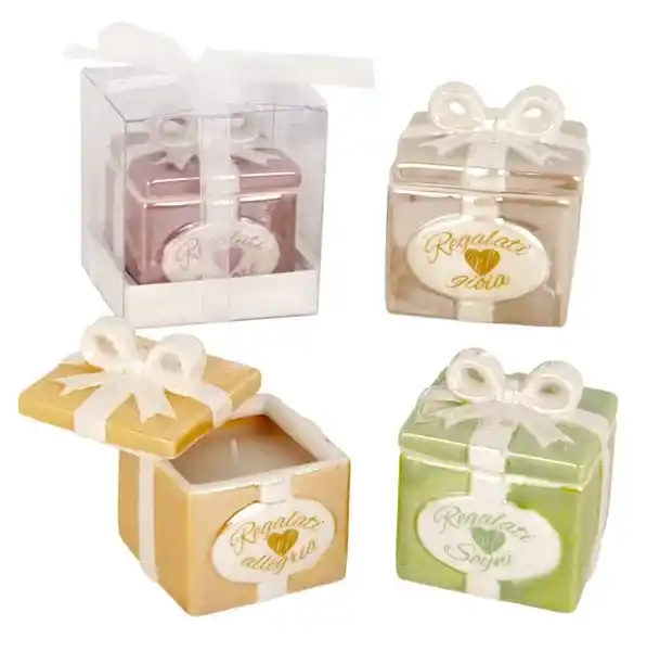 Bomboniera Gift candela cm7x7h8 s/4c/box